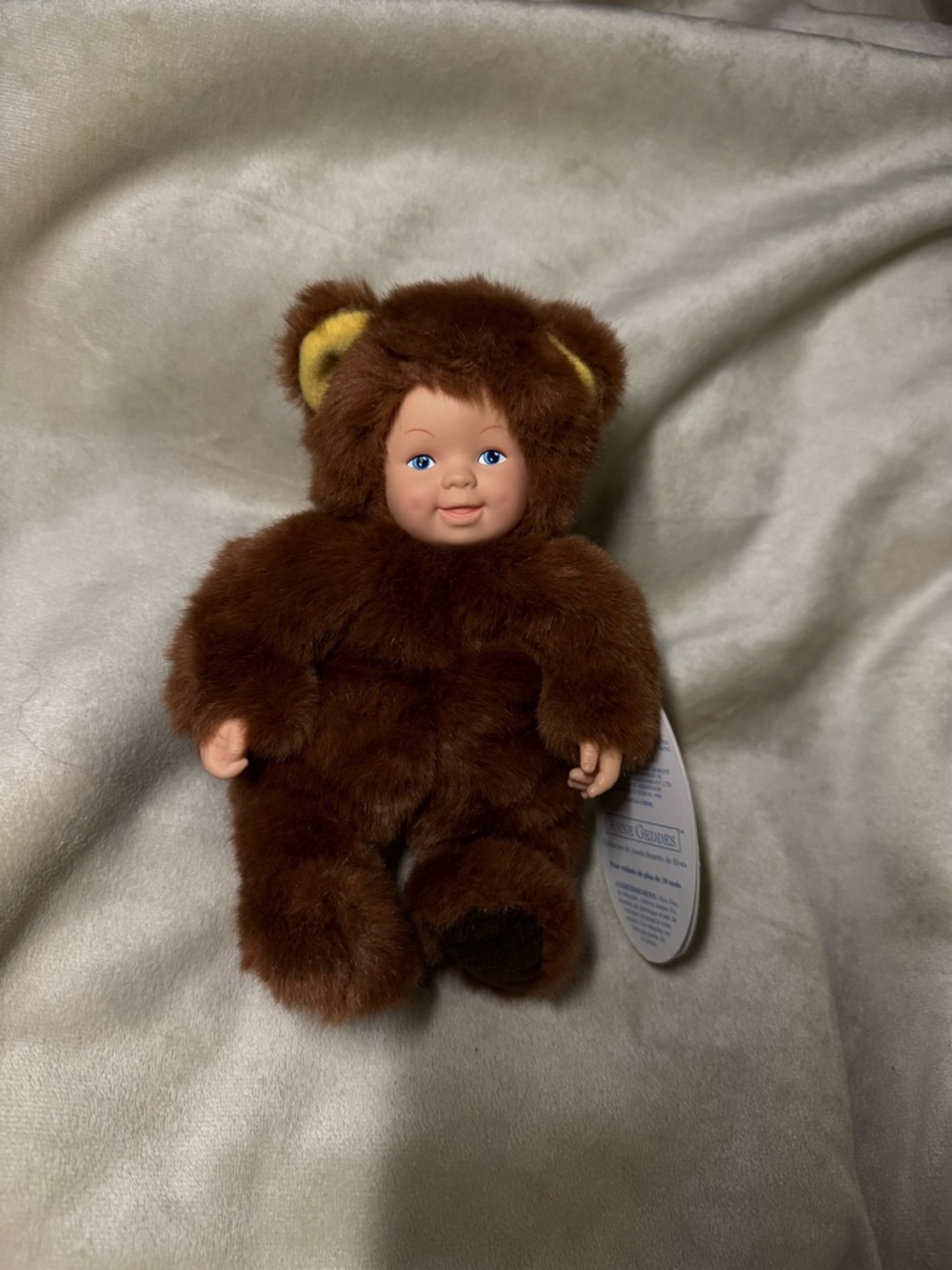 2/$15 Vintage Brown Bear Plush Doll with Baby Face - Soft Cuddly Kids Toy